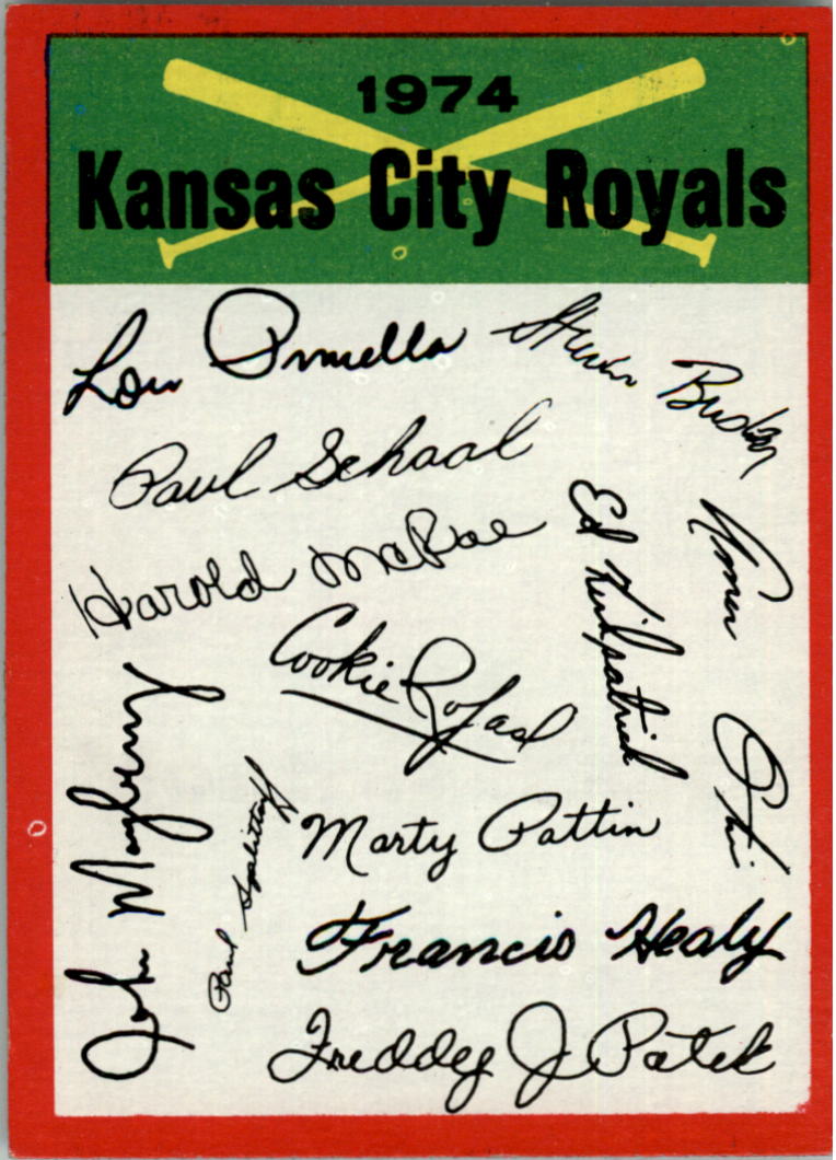 1974 Topps Team Checklists #11 Kansas City Royals