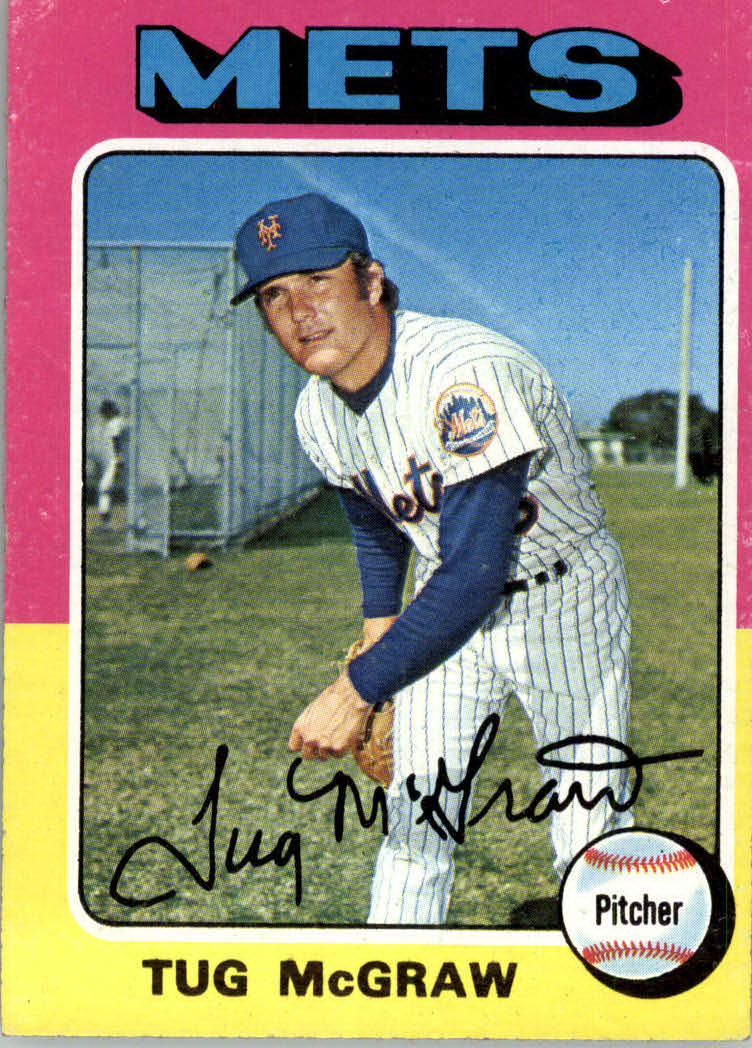 Tug McGraw autographed baseball card (New York Mets ) 1966 Topps #124