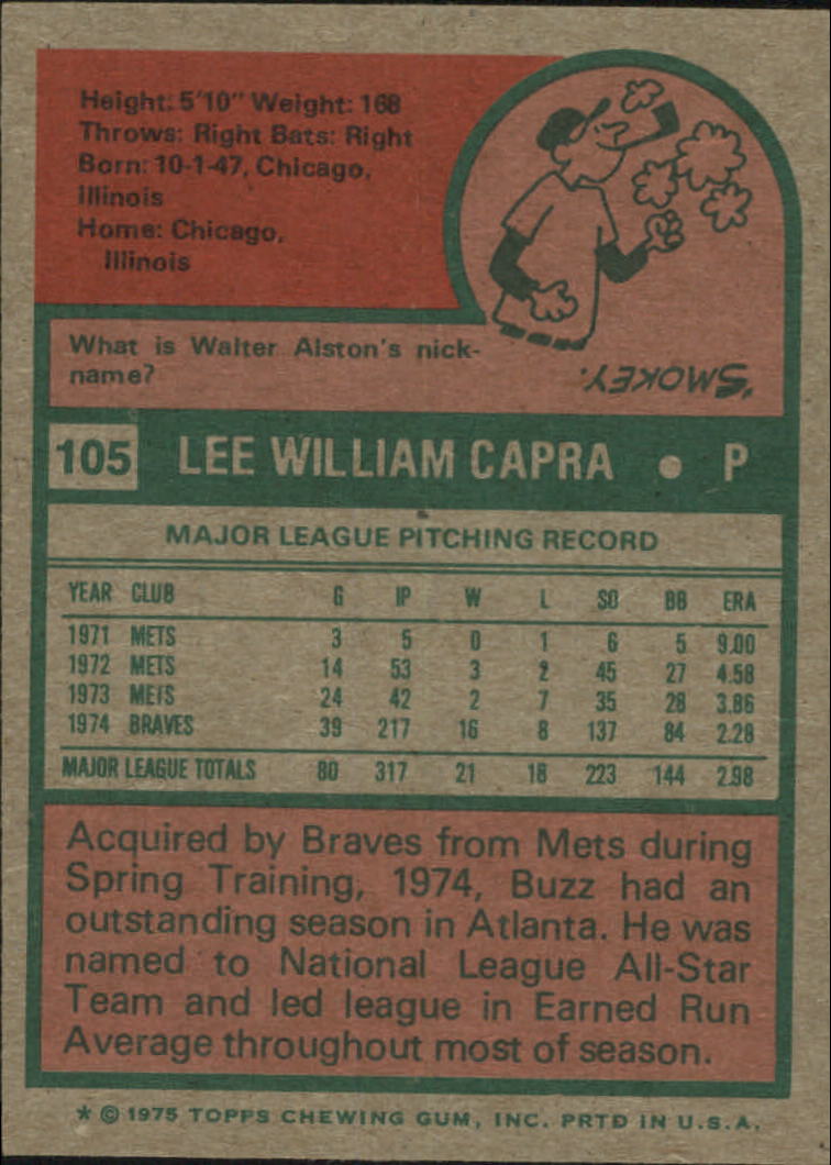 1975 Topps #105 Buzz Capra - NM