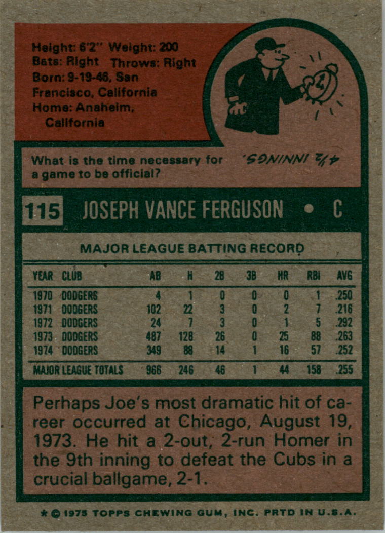 1975 Topps #115 Joe Ferguson back image