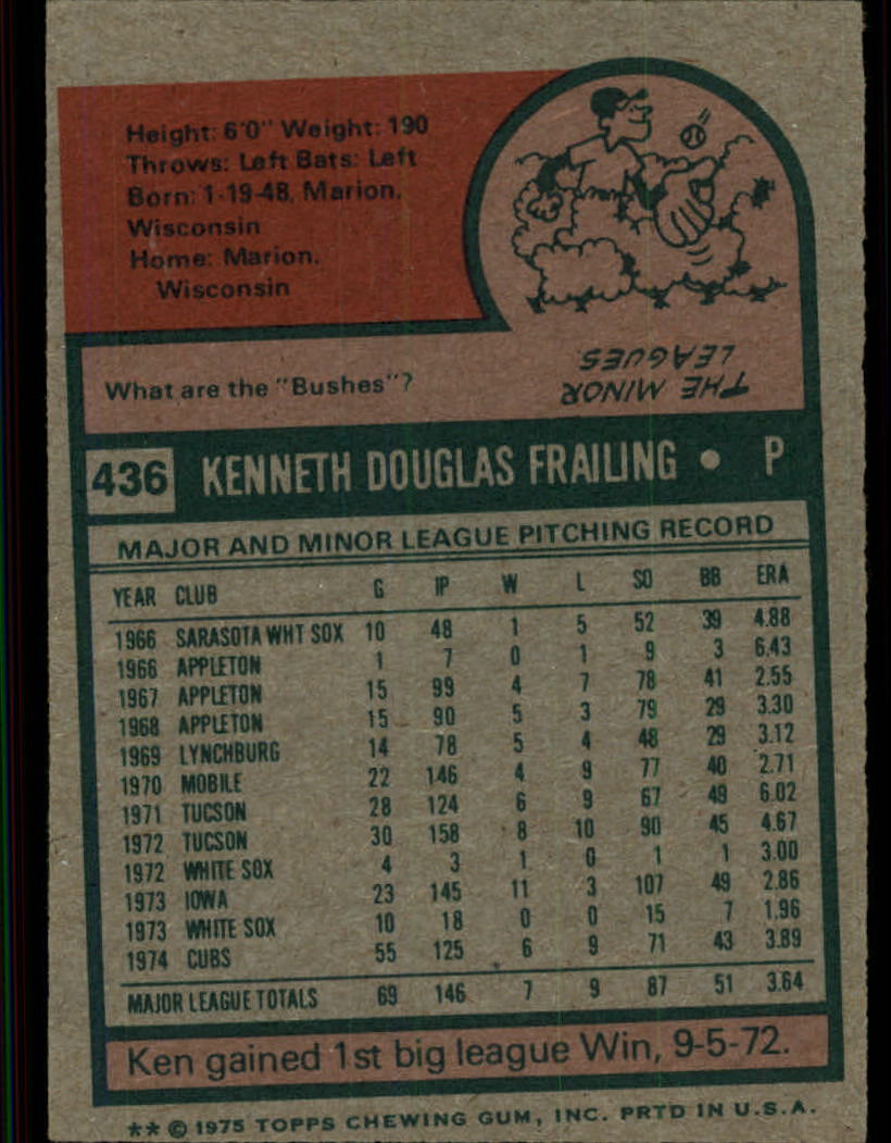 1975 TOPPS BASEBALL ASSORTED SINGLES U-PICK #412-506 - Picture 123 of 500