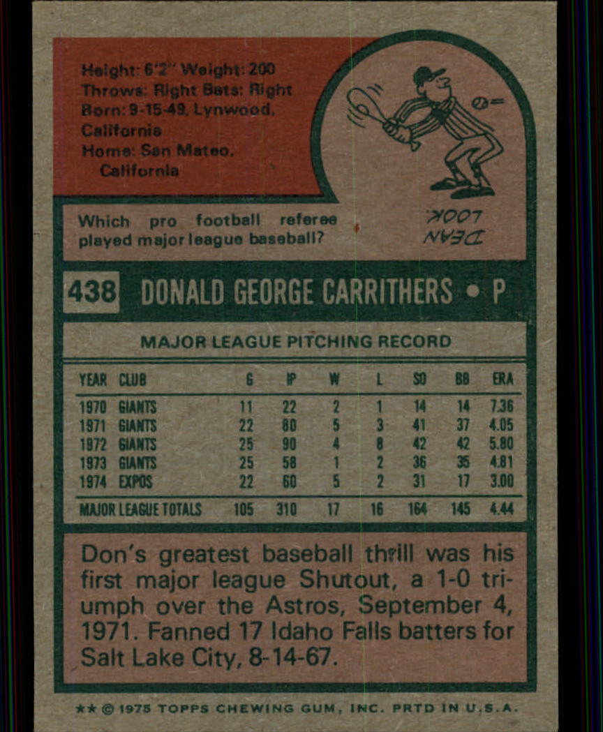 1975 TOPPS BASEBALL ASSORTED SINGLES U-PICK #412-506 - Picture 133 of 500