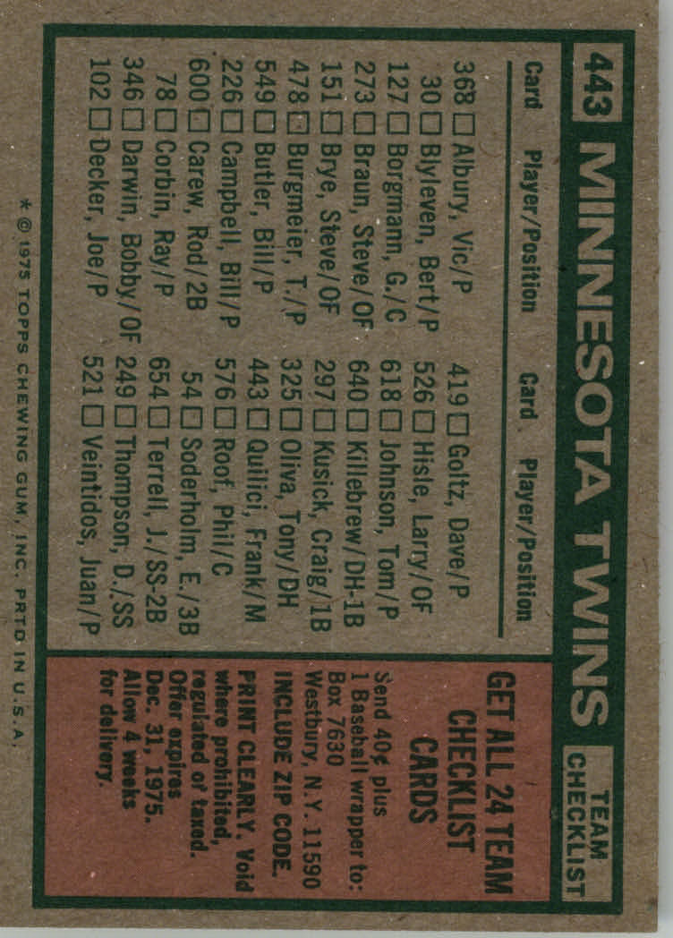 1975 TOPPS BASEBALL ASSORTED SINGLES U-PICK #412-506 - Picture 153 of 500