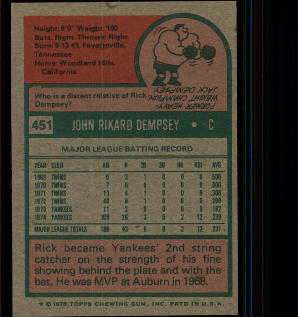 1975 TOPPS BASEBALL ASSORTED SINGLES U-PICK #412-506 - Picture 199 of 500