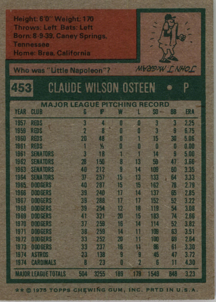 1975 TOPPS BASEBALL ASSORTED SINGLES U-PICK #412-506 - Picture 214 of 500