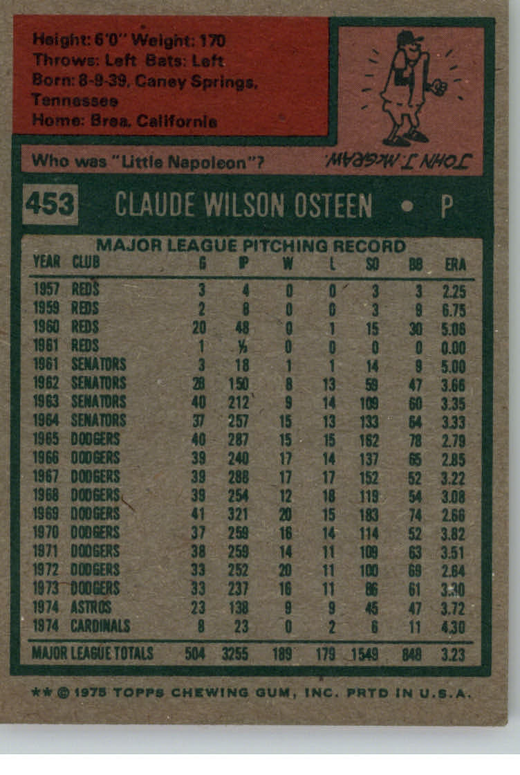 1975 TOPPS BASEBALL ASSORTED SINGLES U-PICK #412-506 - Picture 216 of 500