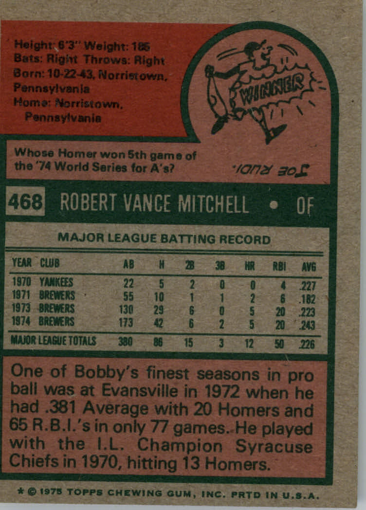 1975 TOPPS BASEBALL ASSORTED SINGLES U-PICK #412-506 - Picture 270 of 500