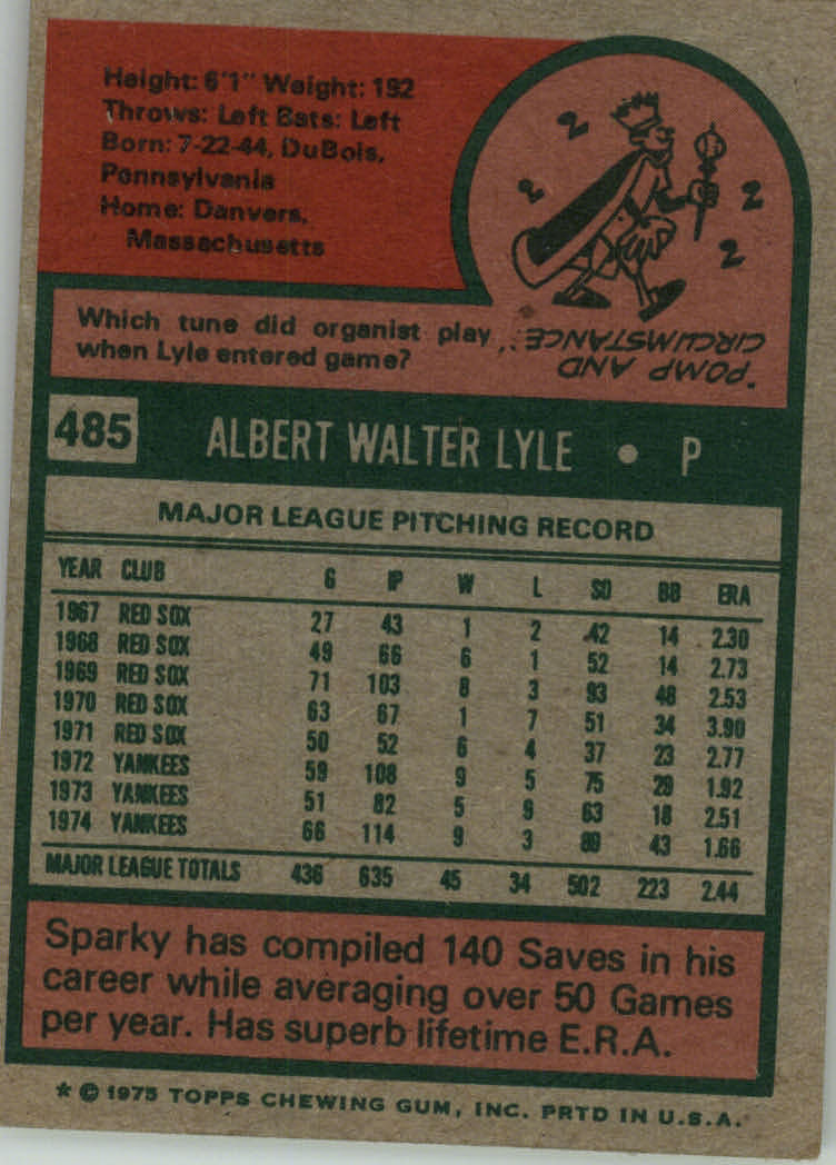 1975 TOPPS BASEBALL ASSORTED SINGLES U-PICK #412-506 - Picture 380 of 500