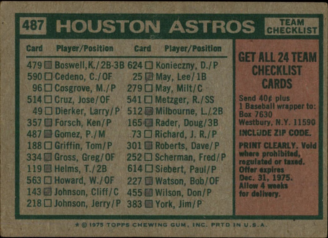 1975 TOPPS BASEBALL ASSORTED SINGLES U-PICK #412-506 - Picture 392 of 500