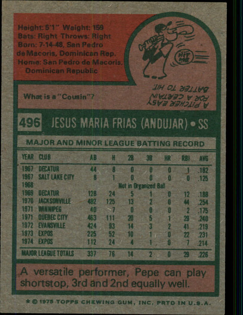 1975 TOPPS BASEBALL ASSORTED SINGLES U-PICK #412-506 - Picture 442 of 500