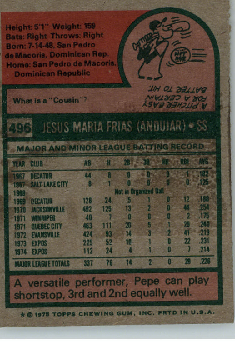 1975 TOPPS BASEBALL ASSORTED SINGLES U-PICK #412-506 - Picture 446 of 500