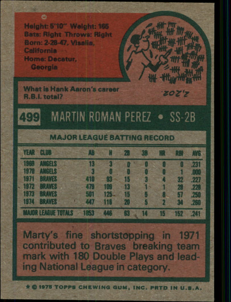 1975 TOPPS BASEBALL ASSORTED SINGLES U-PICK #412-506 - Picture 460 of 500