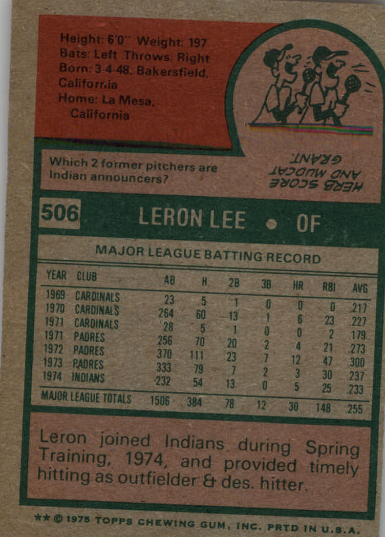 1975 TOPPS BASEBALL ASSORTED SINGLES U-PICK #412-506 - Picture 500 of 500