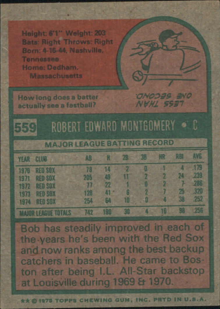 1975 Topps #559 Bob Montgomery back image