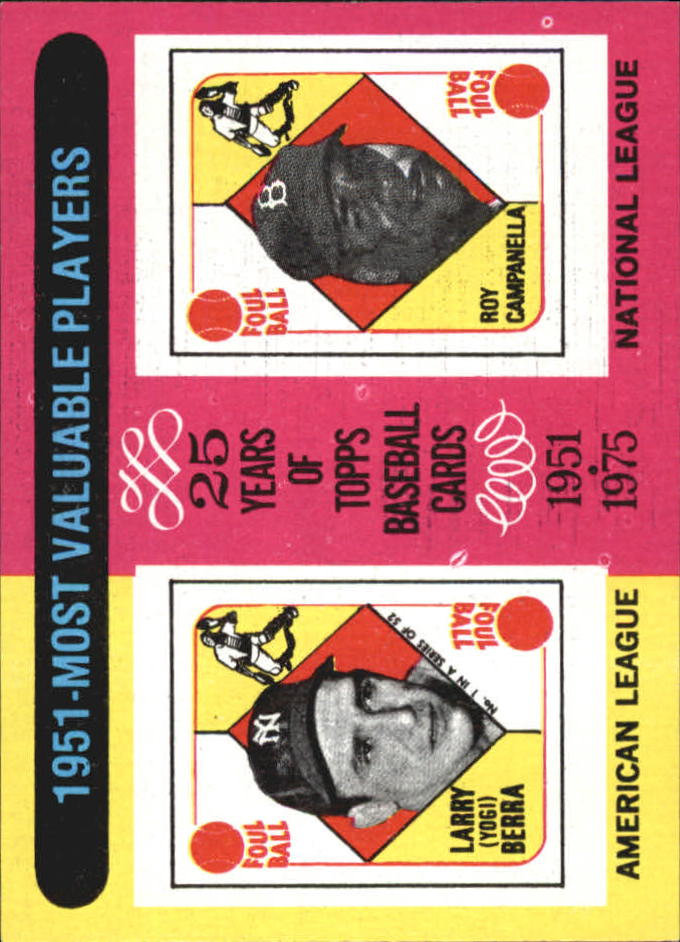1975 Topps Mini #189 Yogi Berra/Roy Campanella MVP/Campanella card never issued