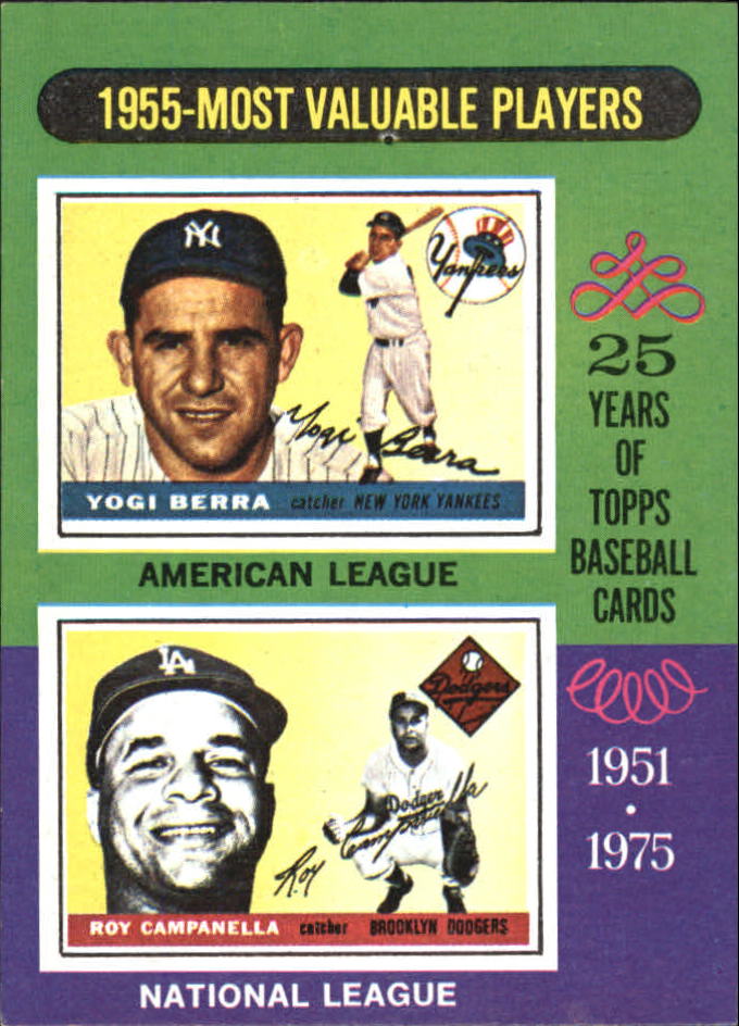 1975 Topps Mini #193 Yogi Berra/Roy Campanella MVP/Campanella card never issued/he is pictured with LA cap