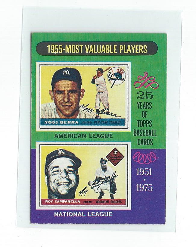 1975 Topps Mini #193 Yogi Berra/Roy Campanella MVP/Campanella card never issued/he is pictured with LA cap