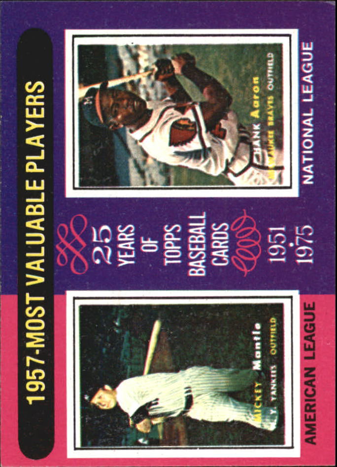 1975 Topps Mini #195 Mickey Mantle/Hank Aaron MVP
