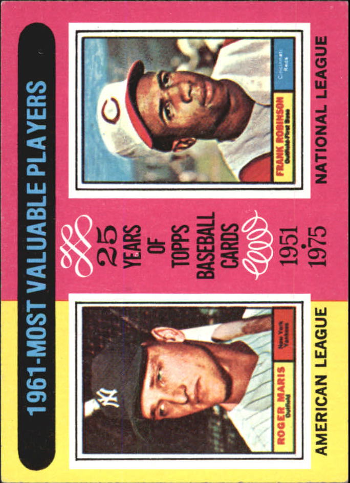 1975 Topps Mini #199 Roger Maris/Frank Robinson MVP