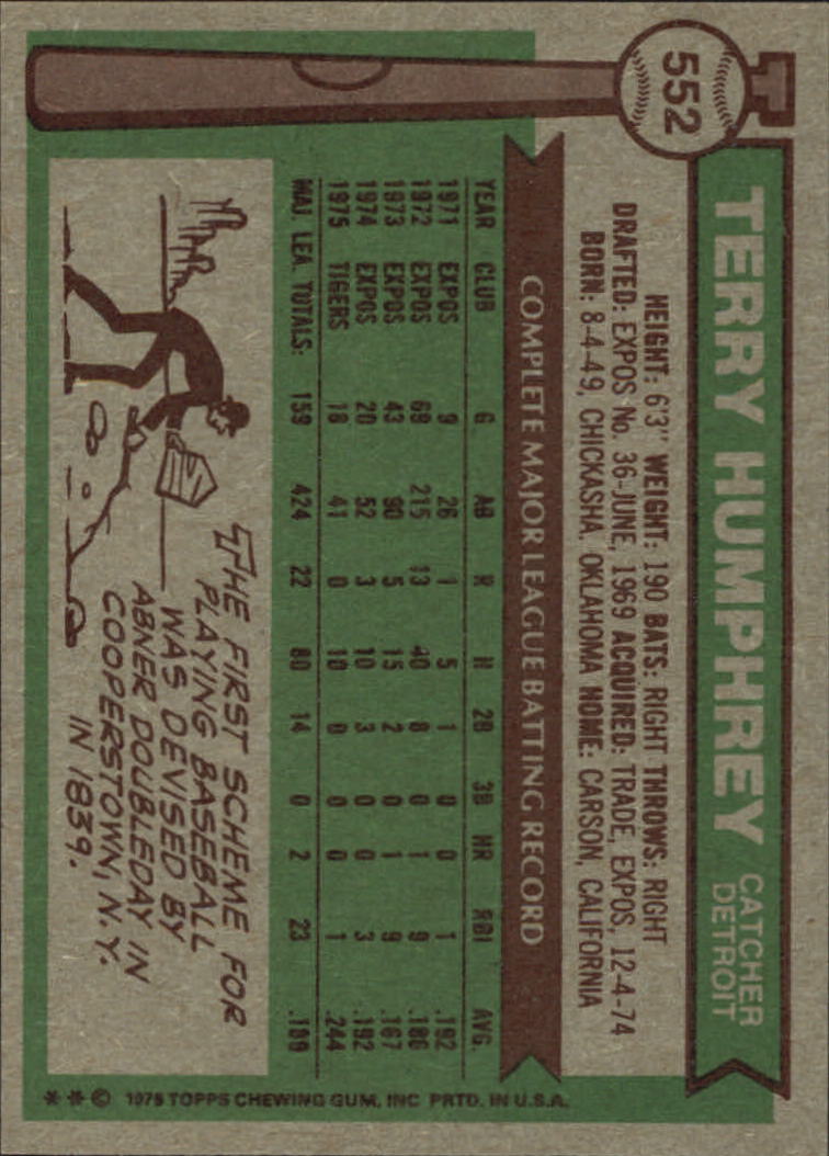 1976 Topps #552 Terry Humphrey - EX