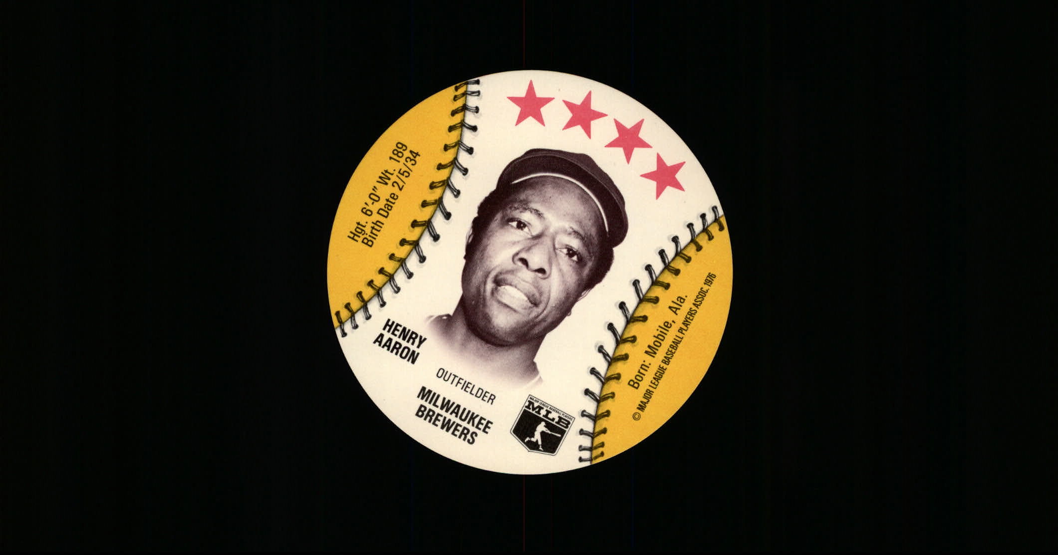 1976 Orbakers Discs #1 Hank Aaron