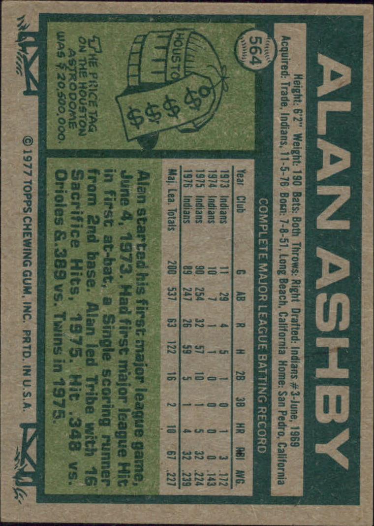1977 Topps #564 Alan Ashby back image