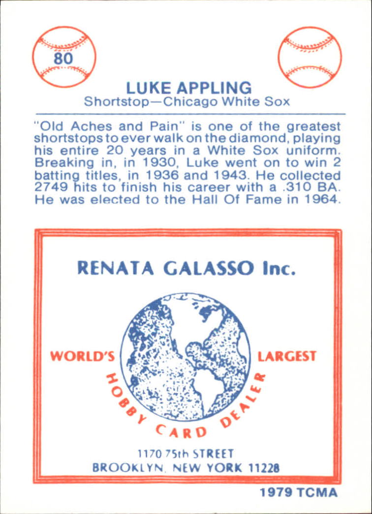 1977-84 Galasso Glossy Greats #80 Luke Appling back image
