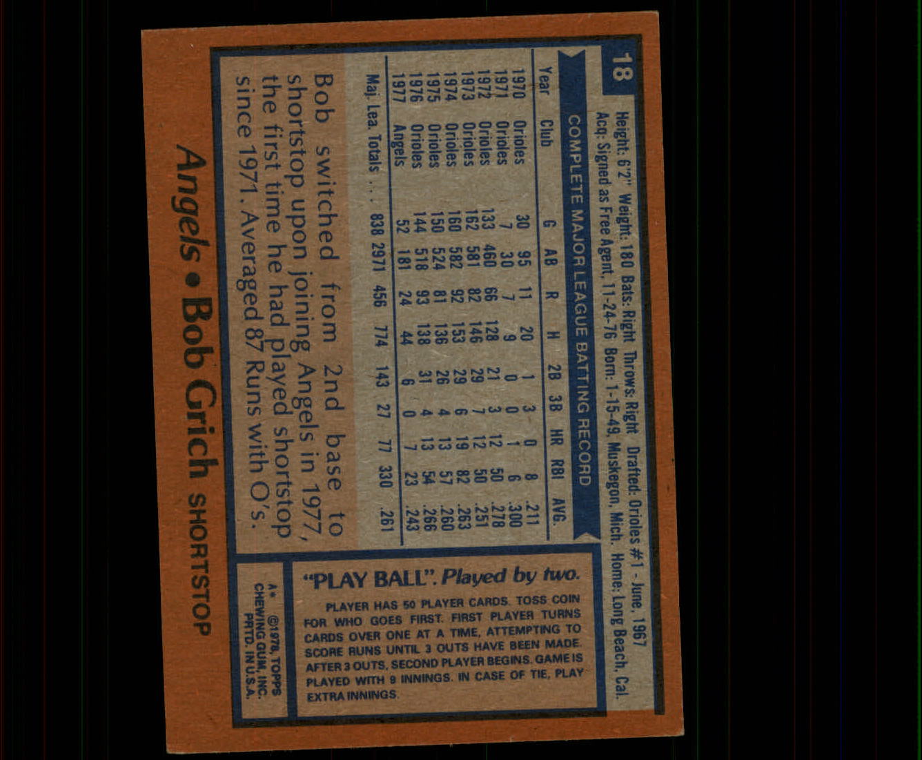 1978 TOPPS BASEBALL ASSORTED SINGLES U-PICK #1-108 - Picture 69 of 472