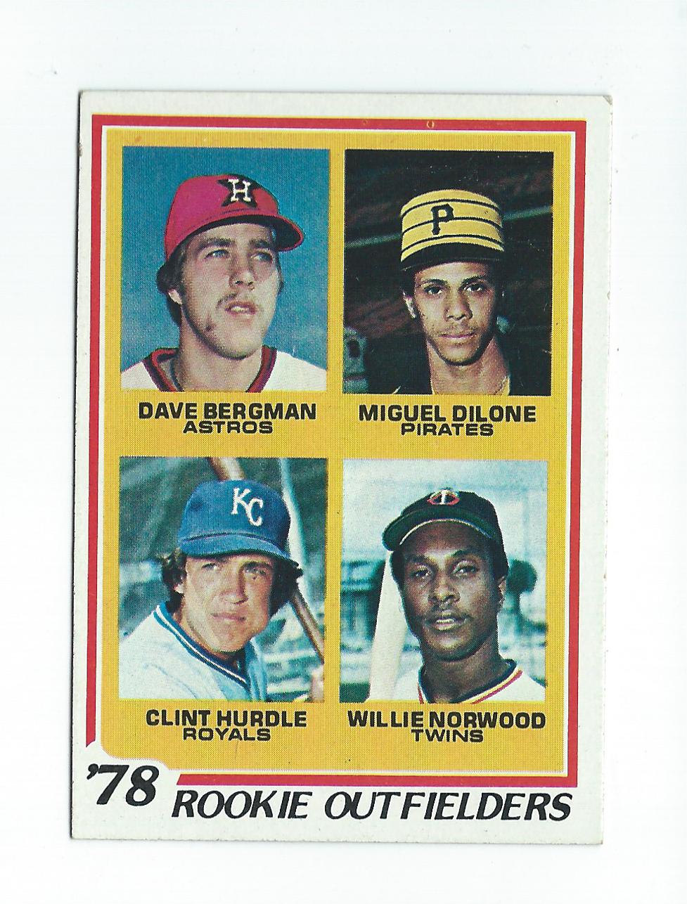 1978 Topps #705 Rookie Outfielders/Dave Bergman RC/Miguel Dilone RC/Clint Hurdle RC/Willie Norwood RC