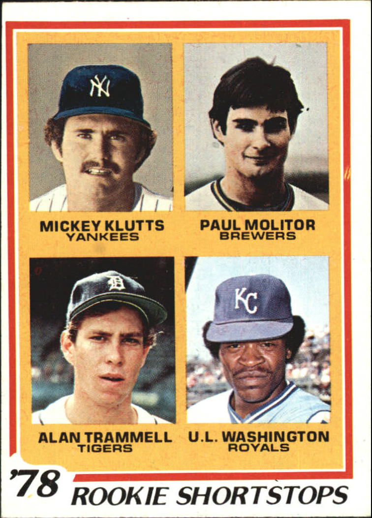 1978 Topps #707 Rookie Shortstops/Mickey Klutts/Paul Molitor RC/Alan Trammell RC/U.L. Washington RC