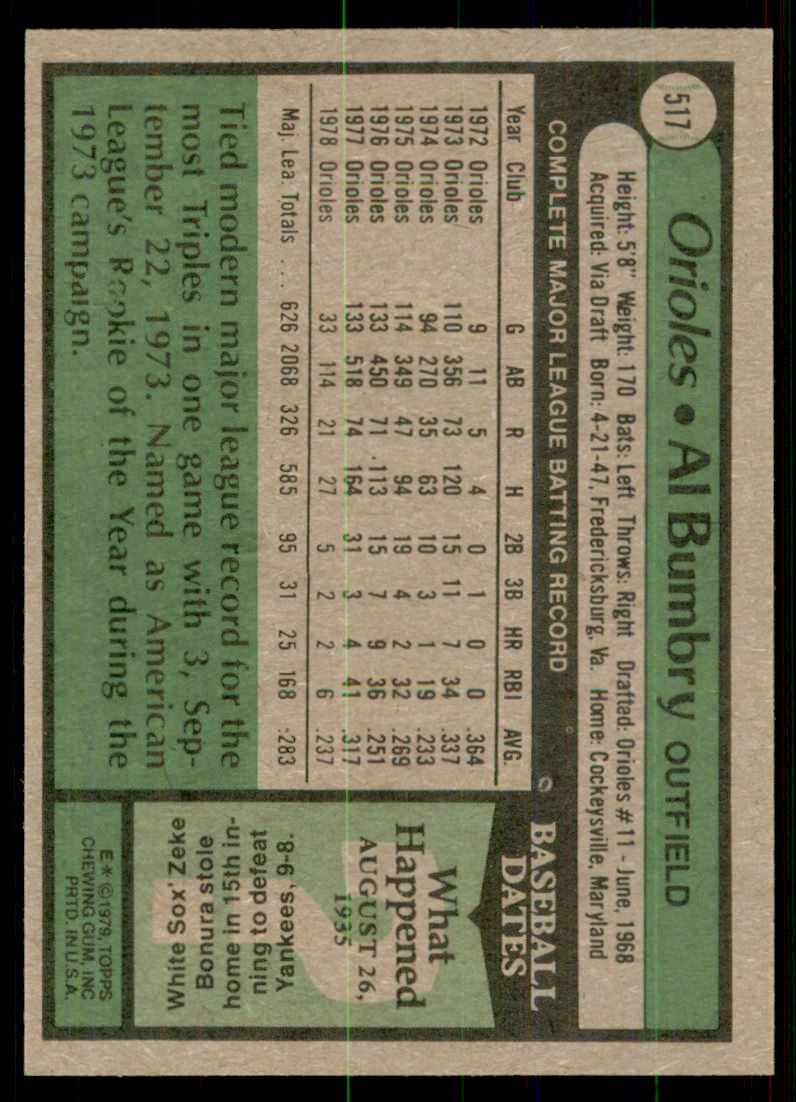 1979 Topps #517 Al Bumbry - NM-MT