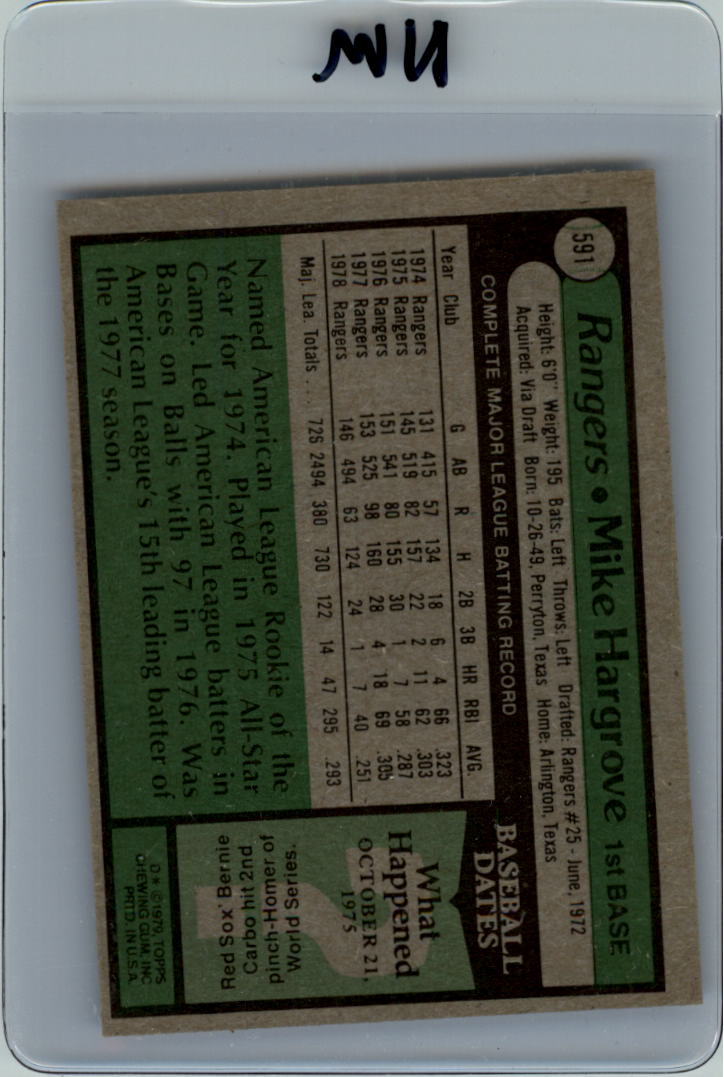 1979 Topps #591 Mike Hargrove back image