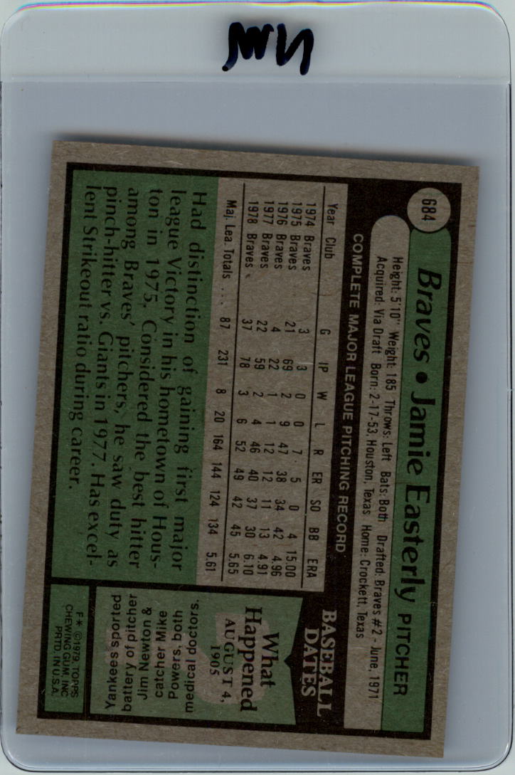 1979 Topps #684 Jamie Easterly DP back image