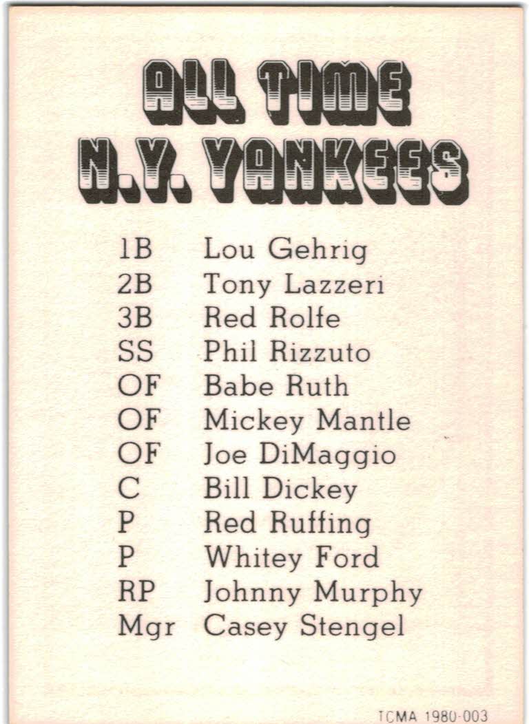 1980 Yankees Greats TCMA #7 Joe DiMaggio back image
