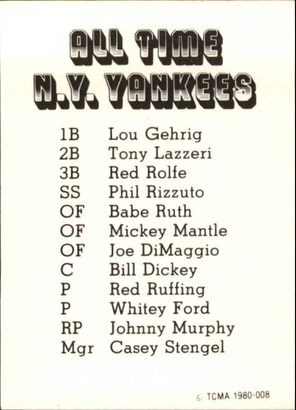 1980 Yankees Greats TCMA #8 Bill Dickey back image