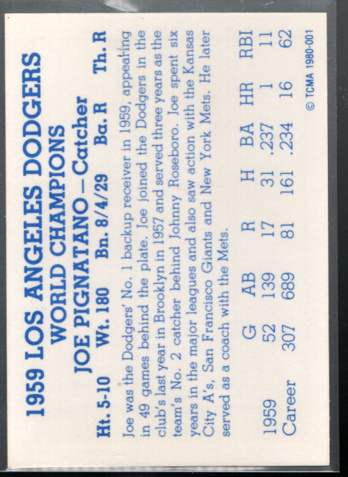 B6197- 1980 Dodgers TCMA 1959 Baseball Cards 1-40 -You Pick- 15+ FREE US SHIP