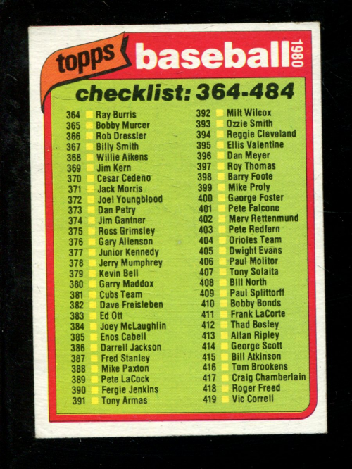 A4695- 1980 Topps BB #s 400-500 APPROXIMATE GRADE -You Pick- 15+ FREE US SHIP