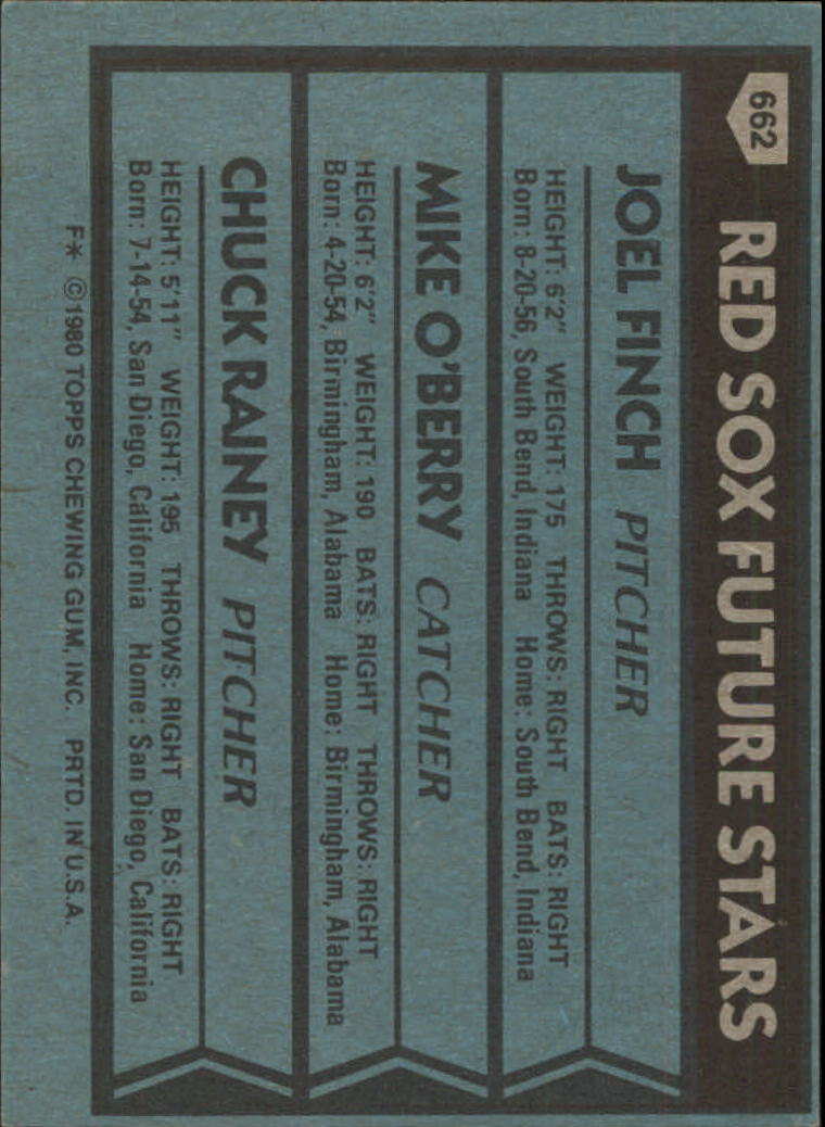 1980 Topps #662 Joel Finch Mike O'Berry RC Chuck Rainey RC - VG
