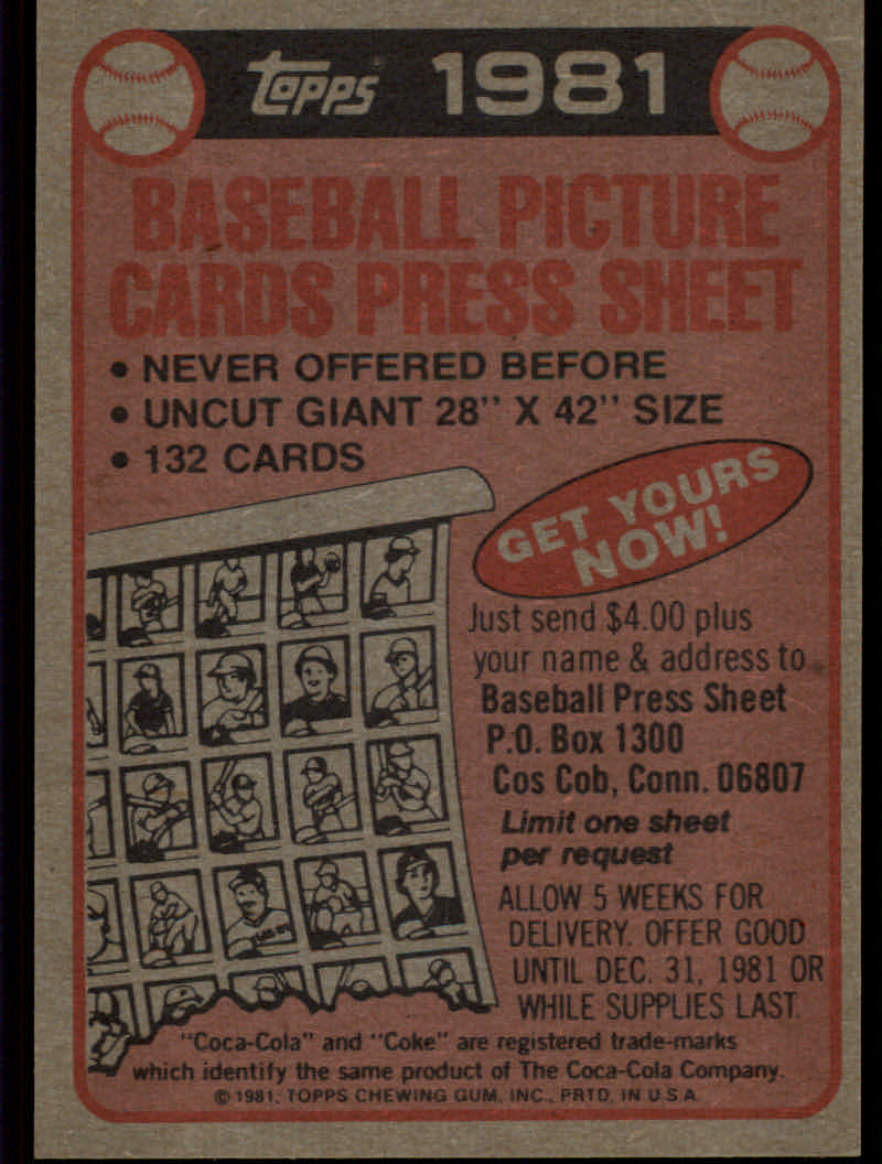 1981 Coke Team Sets (Topps) Baseball Cards - Picture 21 of 95