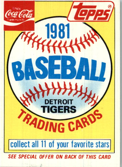 1981 Coke Team Sets #60 Tigers Ad Card/(Unnumbered)