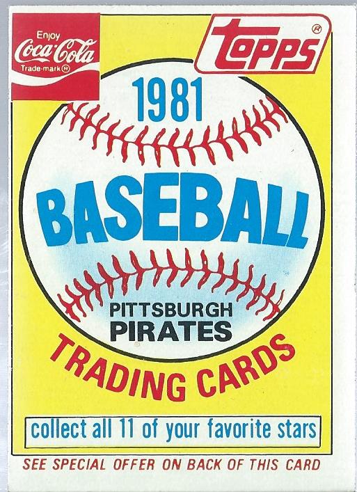 1981 Coke Team Sets #120 Pirates Ad Card/(Unnumbered)