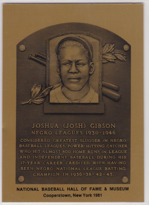 Josh Gibson Baseball Hall of Fame Plaque Postcard