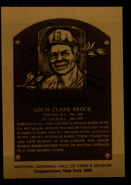 1981-89 Hall of Fame Plaque Metal #190 Lou Brock
