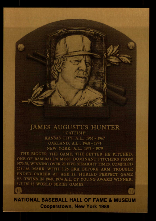 1981-89 Hall of Fame Plaque Metal #198 Catfish Hunter