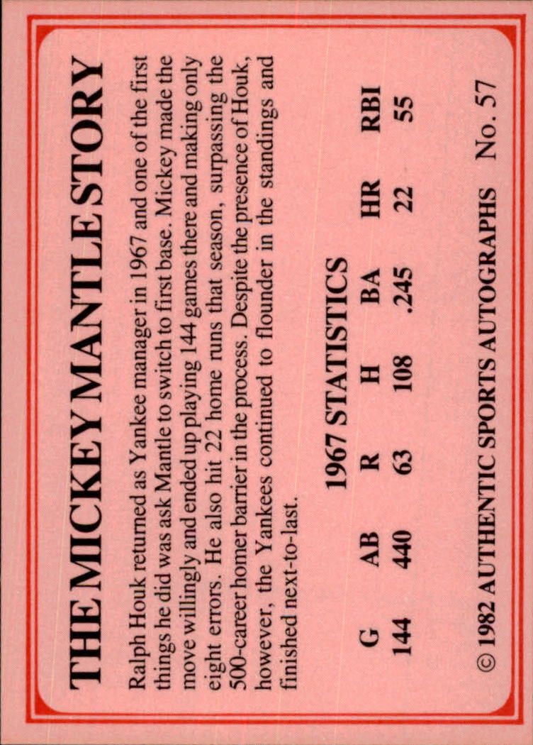 1982 ASA Mickey Mantle #57 Mickey Mantle/1967 Season back image