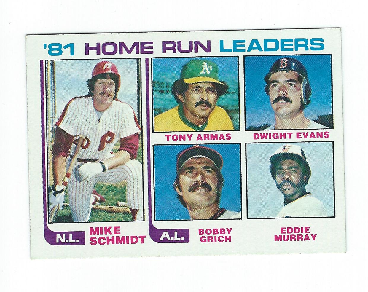 1982 Topps #162 Mike Schmidt/Tony Armas/Dwight Evans/Bobby Grich/Eddie Murray LL