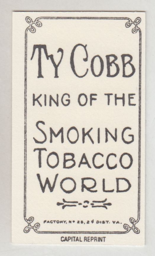 1983 Galasso Capital T-206 Reprint #69 Ty Cobb Port. gre bkg back image