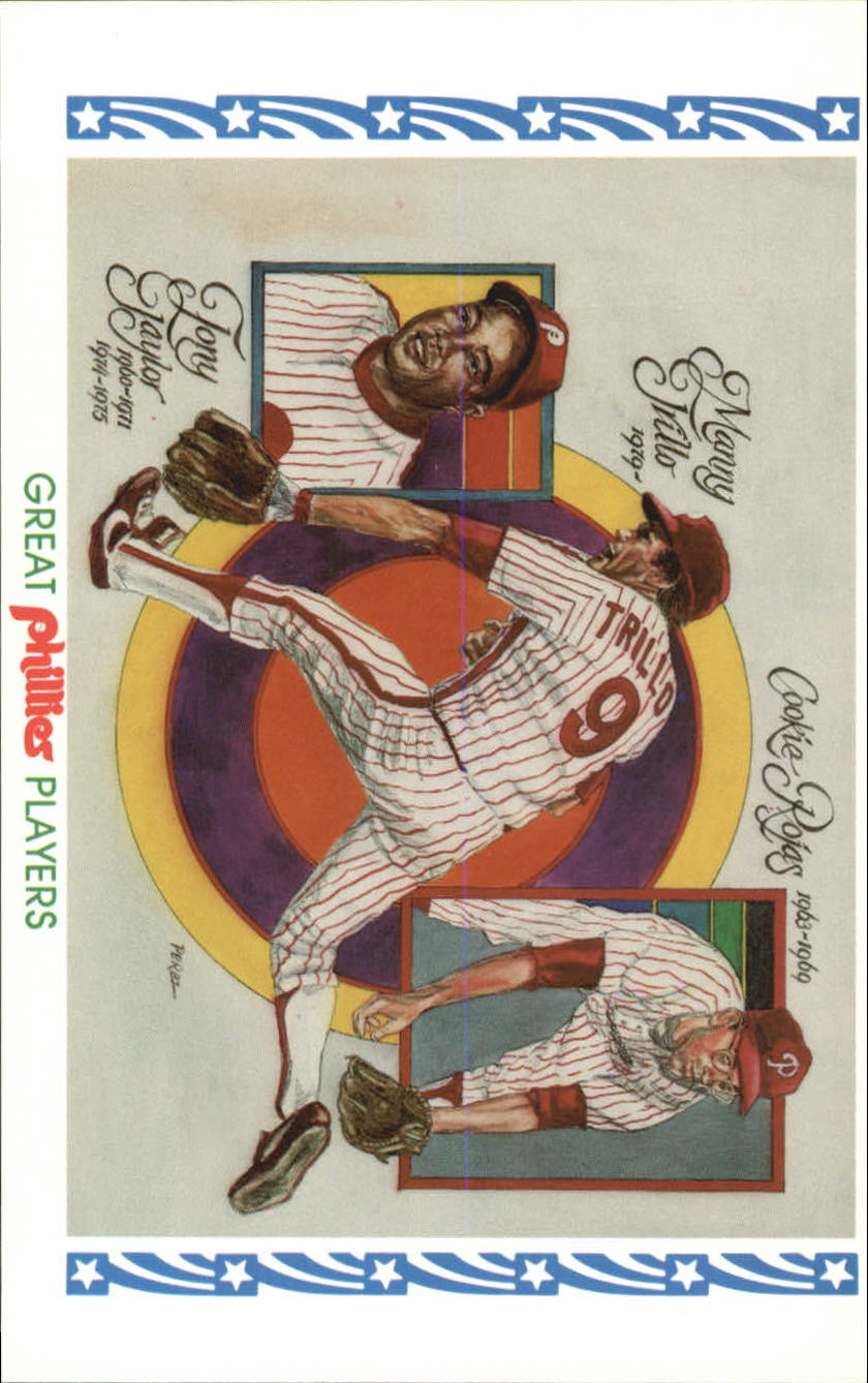 1983 Phillies Postcards Great Players and Managers #8 Tony Taylor/Manny Trillo/Cookie Rojas