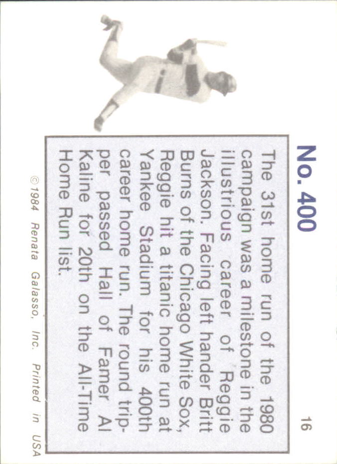 1984 Galasso Reggie Jackson Mini #16 Reggie Jackson No 400