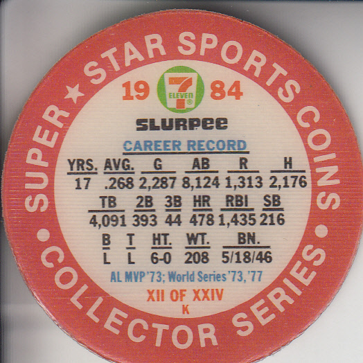 1984 Seven-Eleven Coins #W12 Reggie Jackson